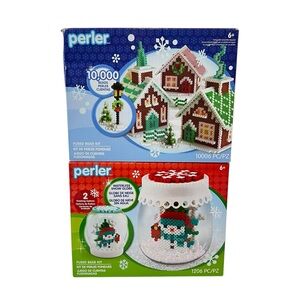 Perler Snow Globe and Holiday Village Craft Kits Lot of 2 New
